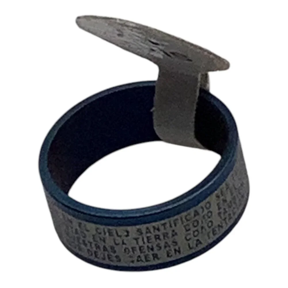 Blue Stainless Steel‎  Padre Nuestro Lords Prayer Spanish Ring Size 7